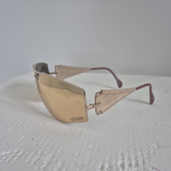 SILHOUETTE Sunglasses Gold Mirror Snakeskin Aviator Austria M 8016/25/6051 NEW - Picture 3 of 8